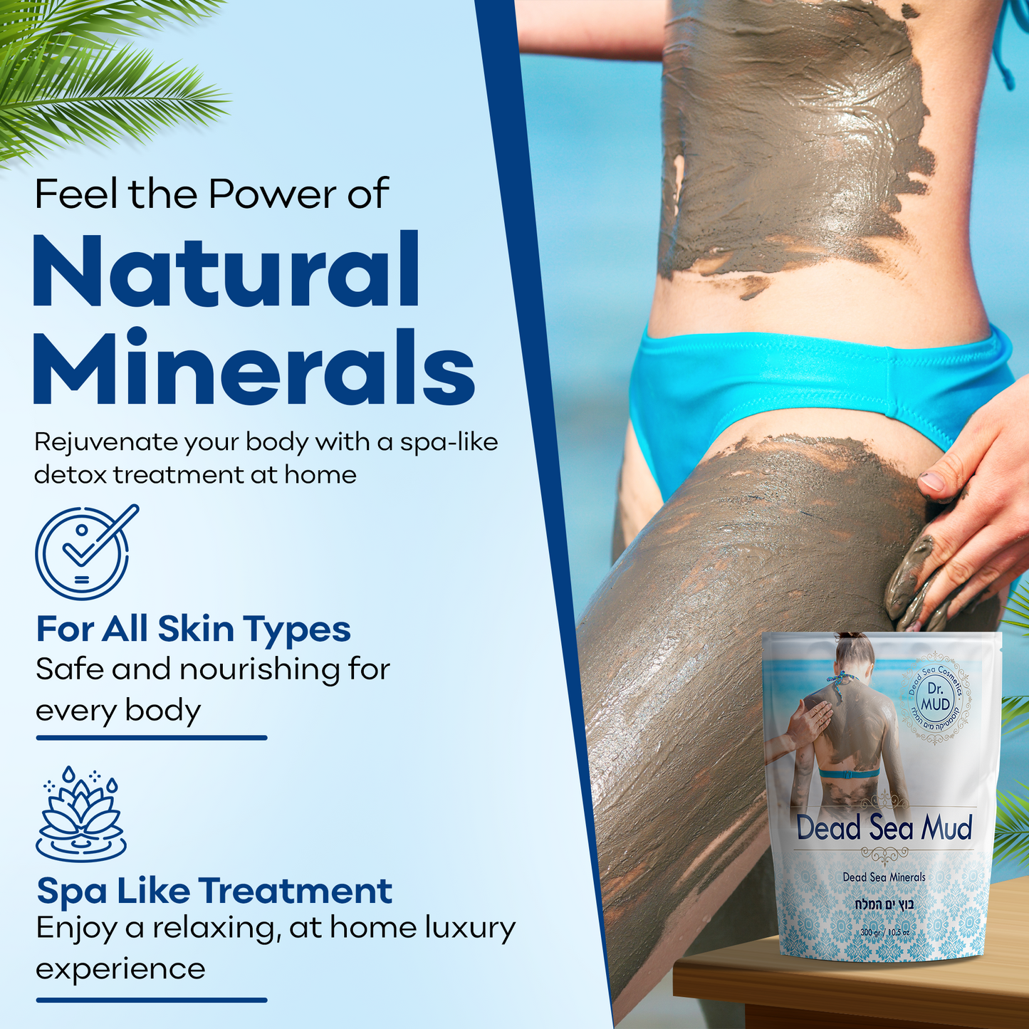 Dead Sea Mud Body Mask - Natural Black Clay Treatment for Deep Cleansing & Detoxification (20.4 oz)