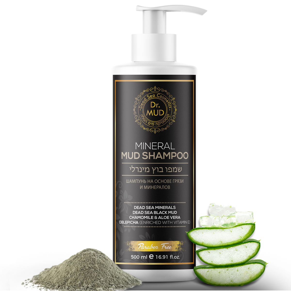Dr. MUD Mineral Mud Shampoo 500 ml with Dead Sea mud, aloe vera and featured ingredients