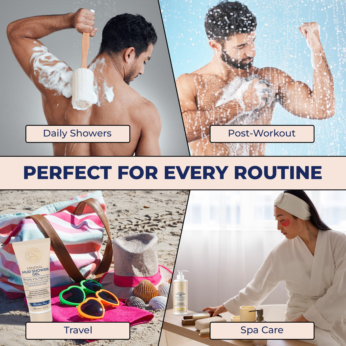 Dr. MUD Mineral Mud Shower Gel 500 ml for home use and 100 ml for travel