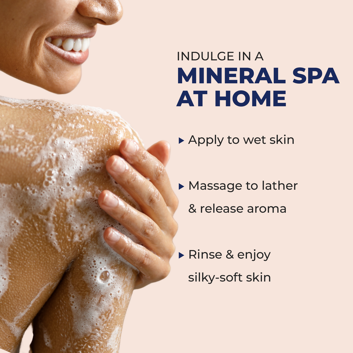 Dr. MUD Mineral Mud Shower Gel how to use: wet skin, apply, massage and rinse